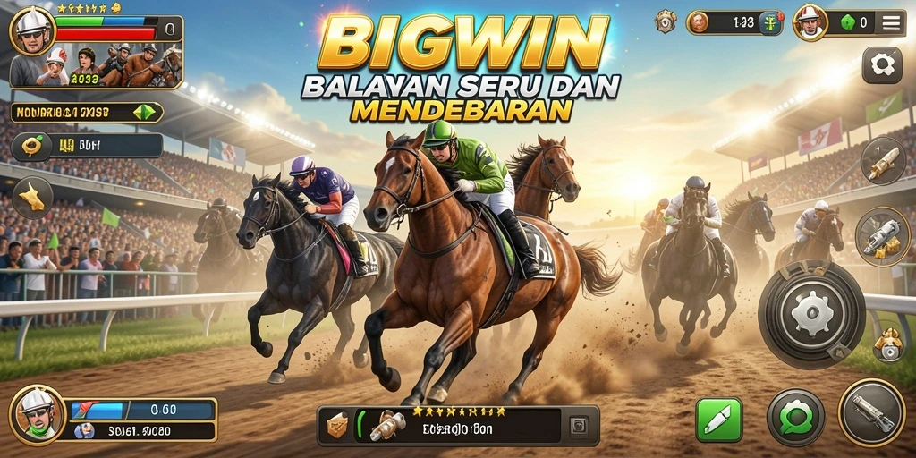 Tampilan gameplay BIGWIN dengan aksi balapan seru.