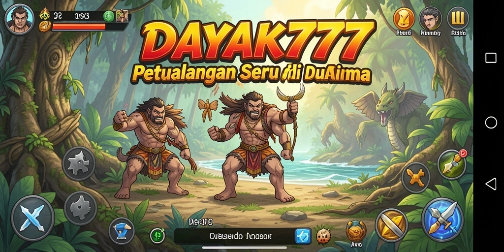 Tampilan gameplay DAYAK777 yang penuh aksi dan warna.