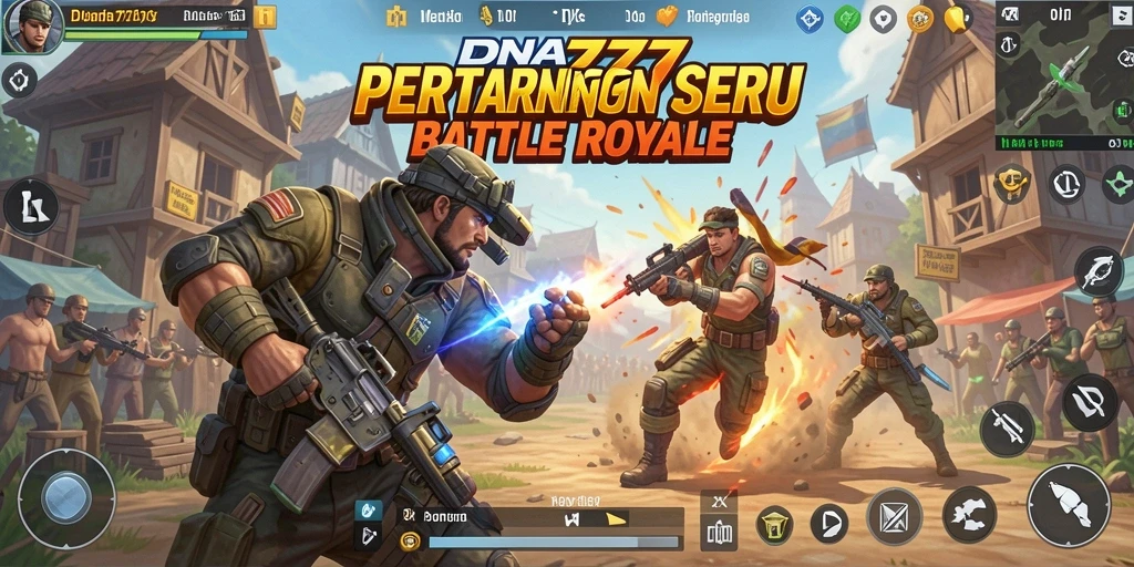 Tampilan gameplay seru dalam DNA777 dengan aksi Battle Royale intens.