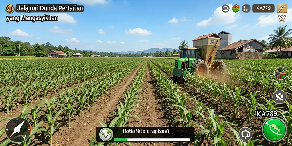 Tampilan screenshot gameplay KA789 menampilkan ladang hijau dan hewan ternak.
