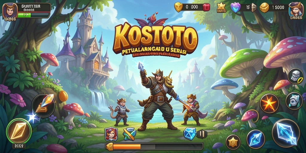 Tampilan gameplay KOSTOTO yang penuh aksi dan petualangan seru.