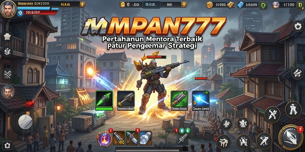 Tangkapan layar gameplay MAPAN777 menampilkan aksi Tower Defense yang seru.