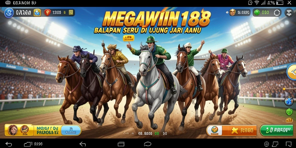 Tampilan balapan seru di MEGAWIN188 dengan berbagai kendaraan.
