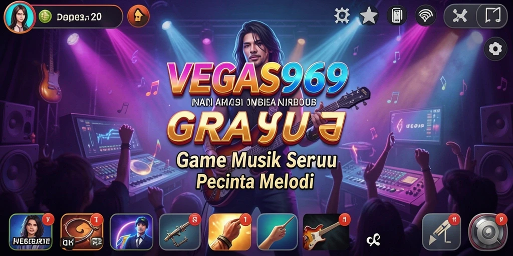Screenshot gameplay VEGAS969 yang menampilkan antarmuka permainan musik.