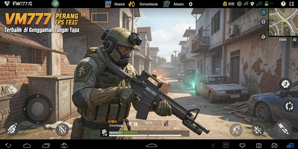 Tangkapan layar gameplay seru dalam mode tembak-menembak FPS.