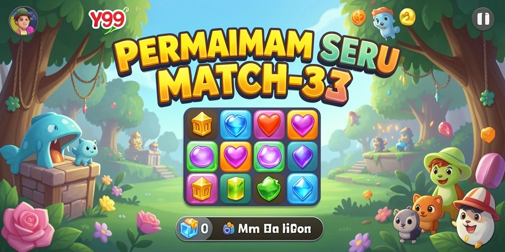 Tangkapan layar Y89 menampilkan aksi mencocokkan permata yang seru.